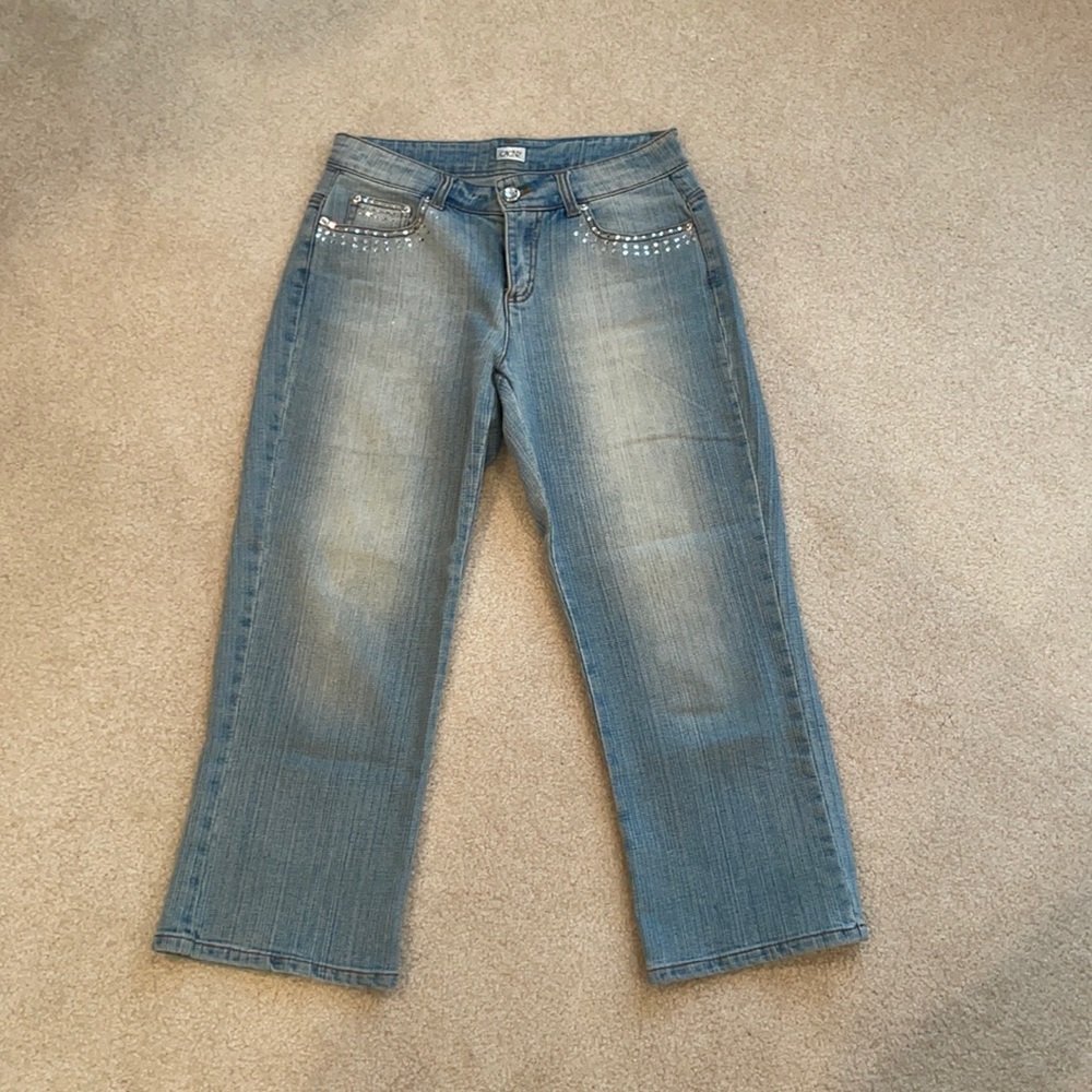 Cache Capri Jeans with rhinestone details
